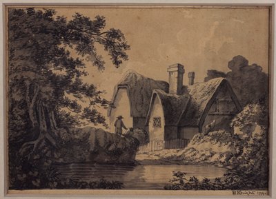 Two by a cottage in a landscape, 1799 by H. Knight